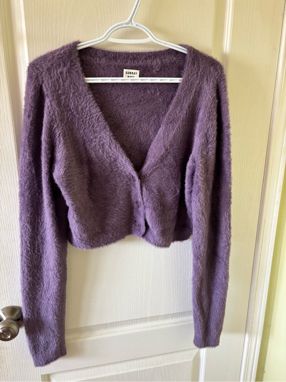 Sunday Best Lavender Hush Knit V-Neck Cropped Cardigan